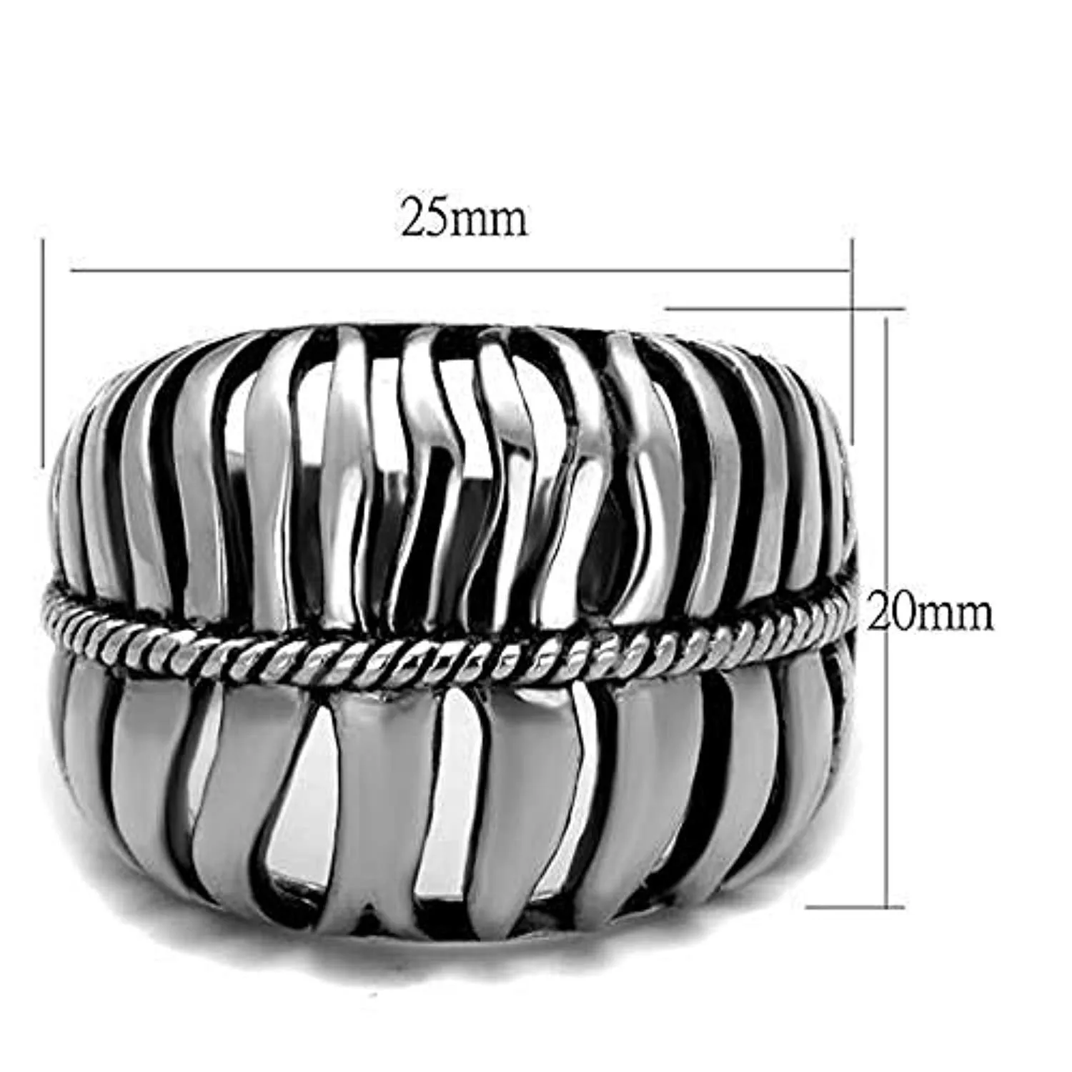 WildKlass Stainless Steel Ring High Polished Men Epoxy Jet