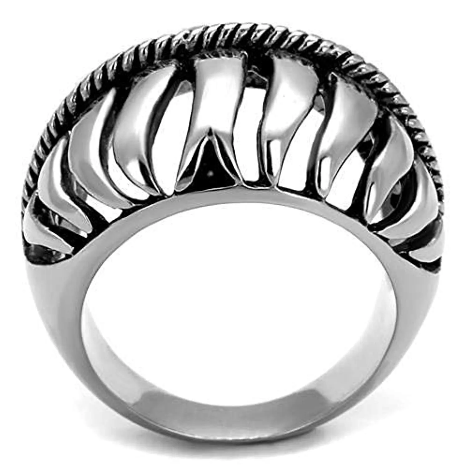 WildKlass Stainless Steel Ring High Polished Men Epoxy Jet