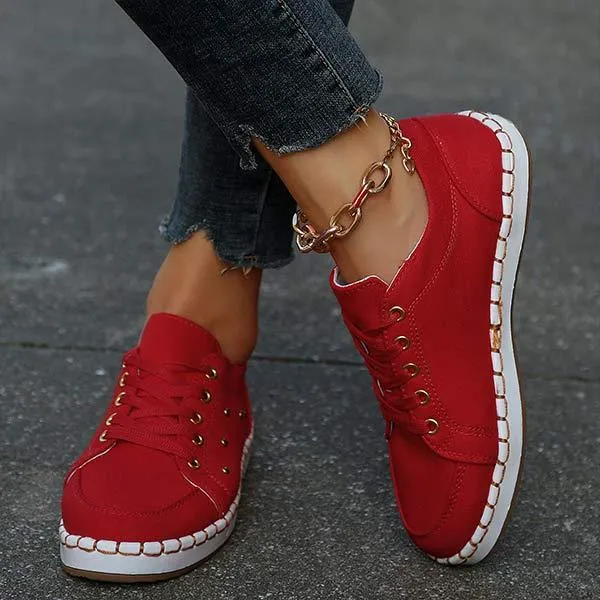 Women's Casual Lace-Up Canvas Shoes 05720584C